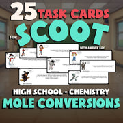 Mole Conversions SCOOT TASK CARDS Science Game - No Prep Chemistry Review