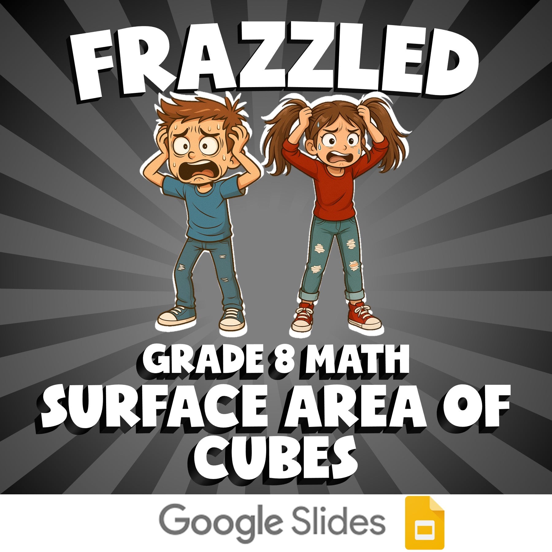 Surface Area of Cubes FRAZZLED Math Game - No Prep Grade 8 Review Activity