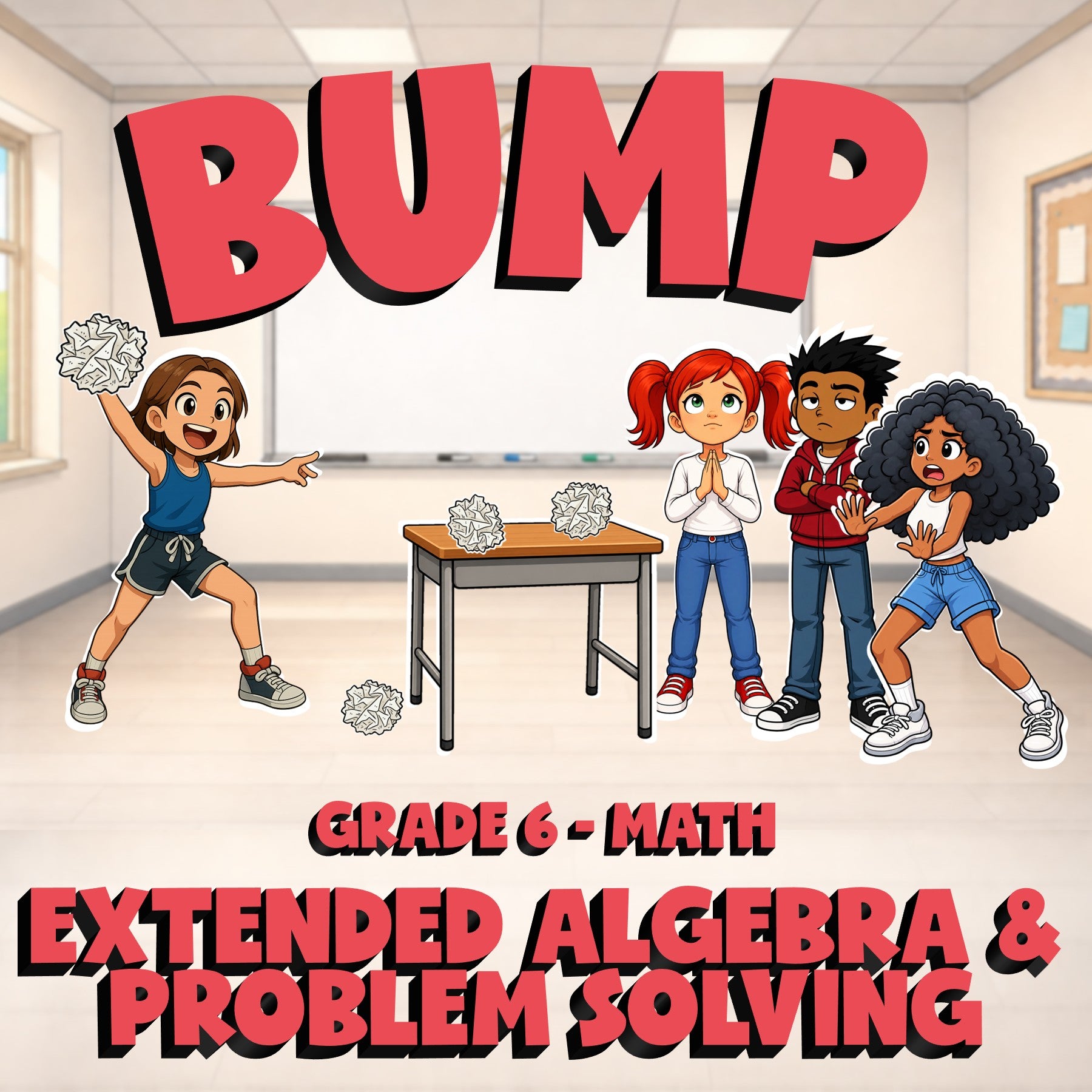 Extended Algebra & Problem Solving BUMP Math Game - No Prep Grade 6 Review