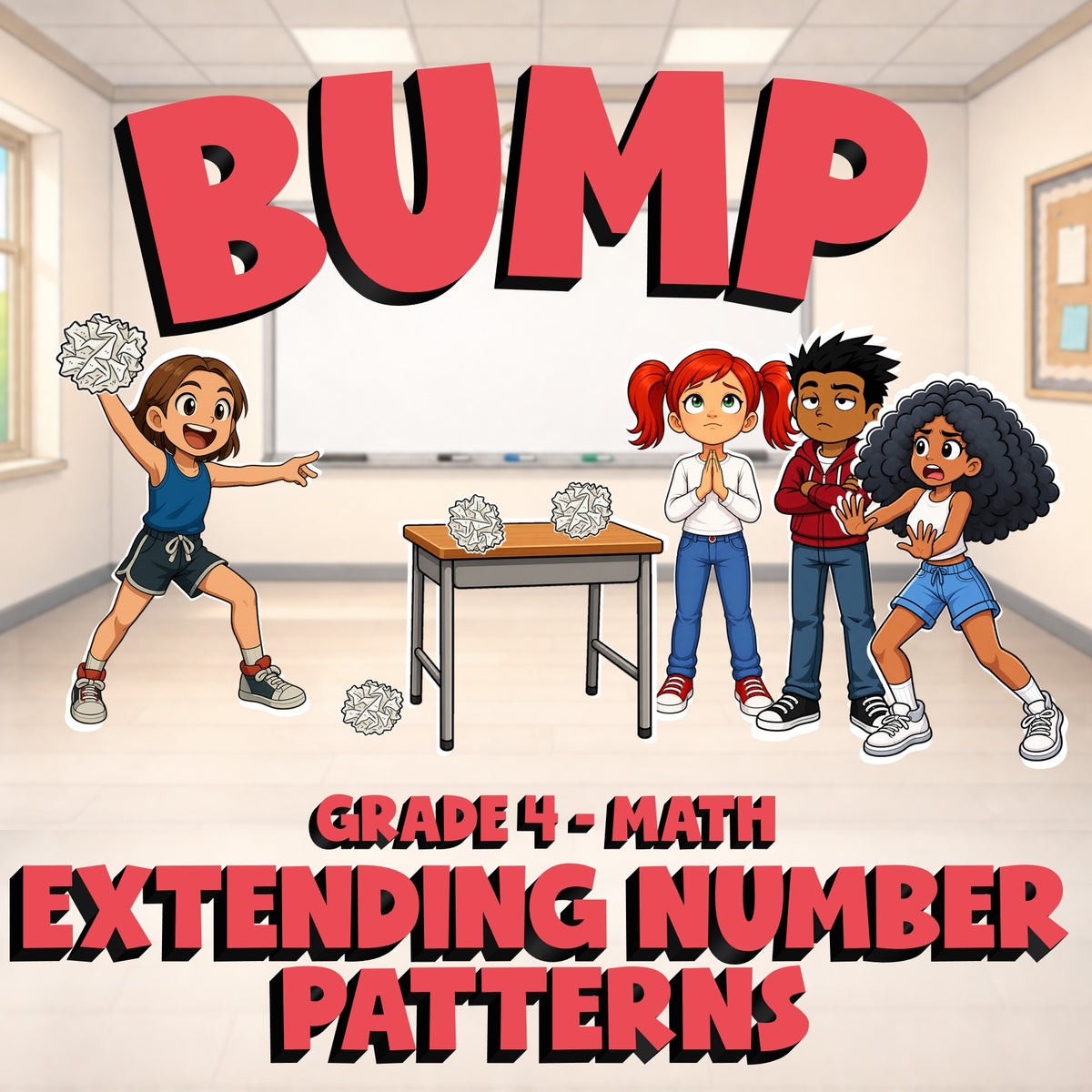 Extending Number Patterns BUMP Math Game - No Prep Grade 4 Review Activity
