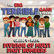 Division of Multi Digit Numbers BIG TERRIBLE GAME - No Prep Grade 4 Math Review
