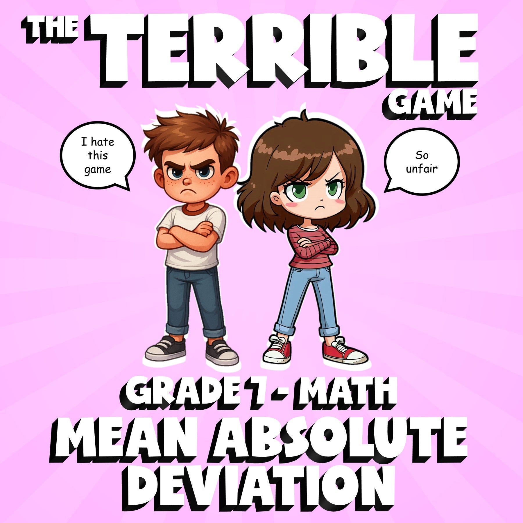Mean Absolute Deviation THE TERRIBLE GAME - No Prep Grade 7 Math Review Activity