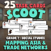 Mapping Asia & Trade Networks SCOOT TASK CARDS Socials Game - No Prep Grade 7