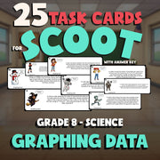Graphing Data SCOOT TASK CARDS Science Game - No Prep Grade 8 Review Activity