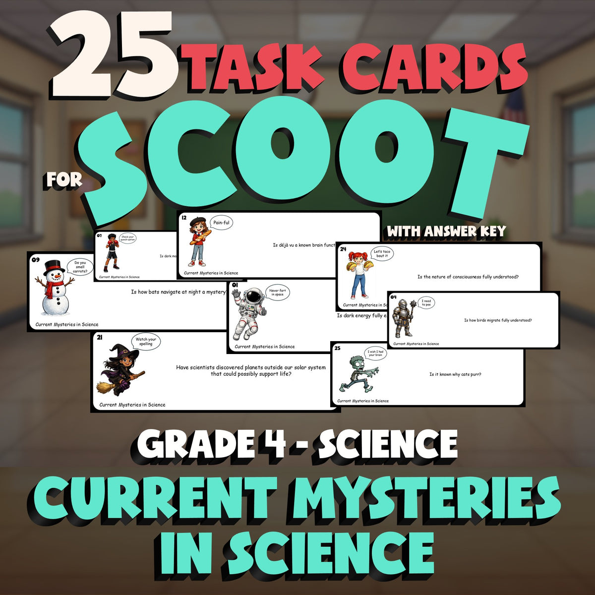 Current Mysteries in Science SCOOT TASK CARDS Science Game - No Prep Grade 4