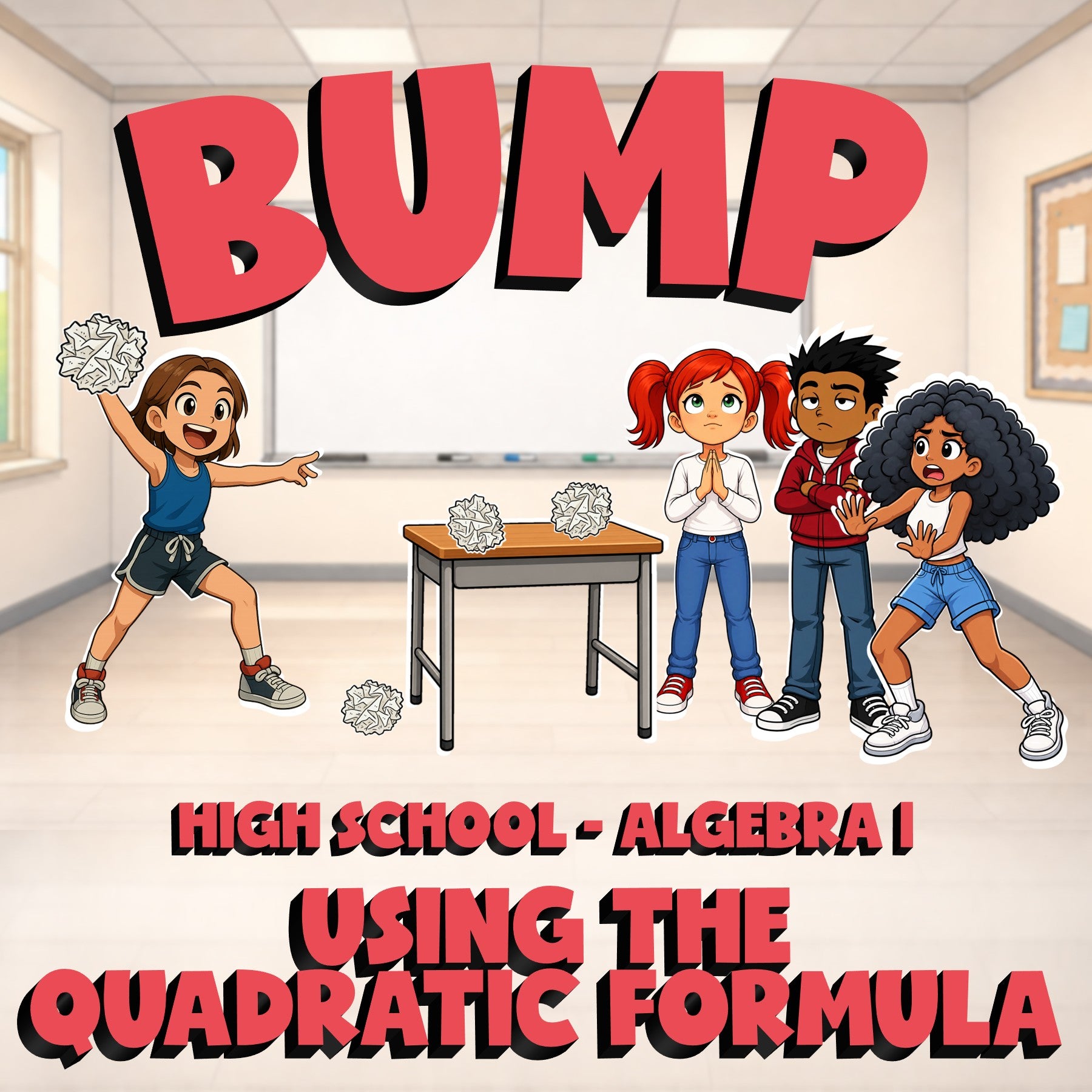 Using the Quadratic Formula BUMP Math Game - No Prep Algebra 1 Review Activity