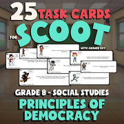 Principles of Democracy SCOOT TASK CARDS Socials Game - No Prep Grade 8 Review