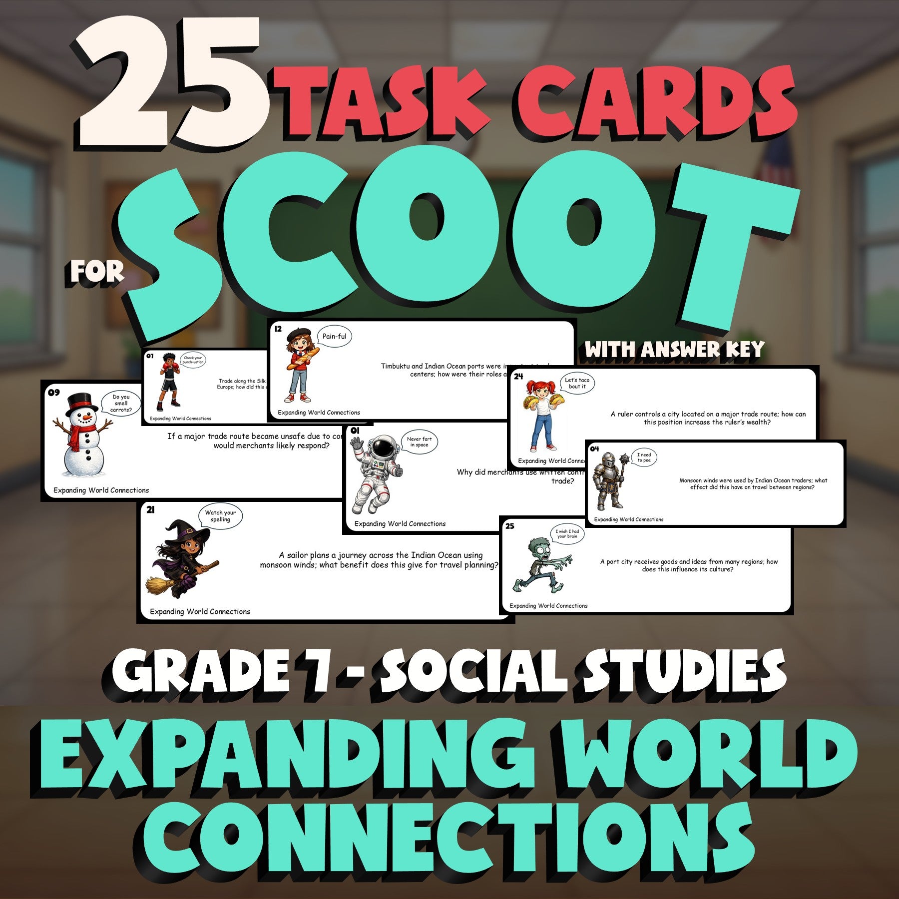 Expanding World Connections SCOOT TASK CARDS Socials Game - No Prep Grade 7