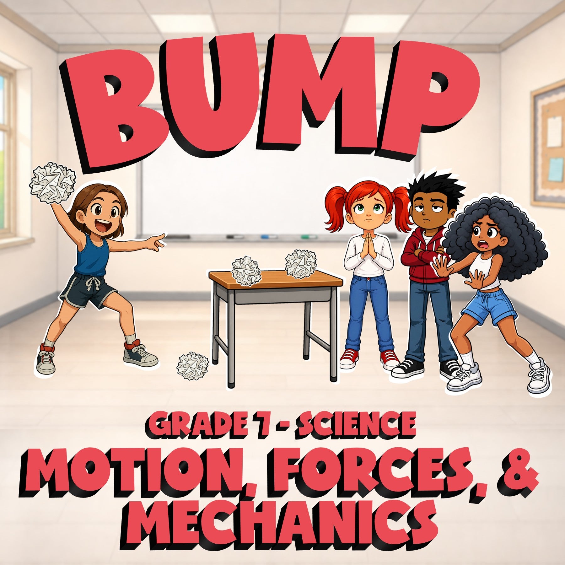 Motion, Forces, & Mechanics BUMP Science Game - No Prep Grade 7 Review Activity