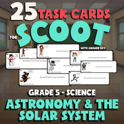 Astronomy & the Solar System SCOOT TASK CARDS Science Game - No Prep Grade 5