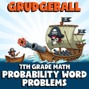 Probability Word Problems GRUDGEBALL Math Game - No Prep Grade 7 Review Activity