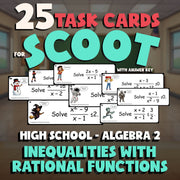 Inequalities with Rational Functions SCOOT TASK CARDS Math Game - Algebra 2
