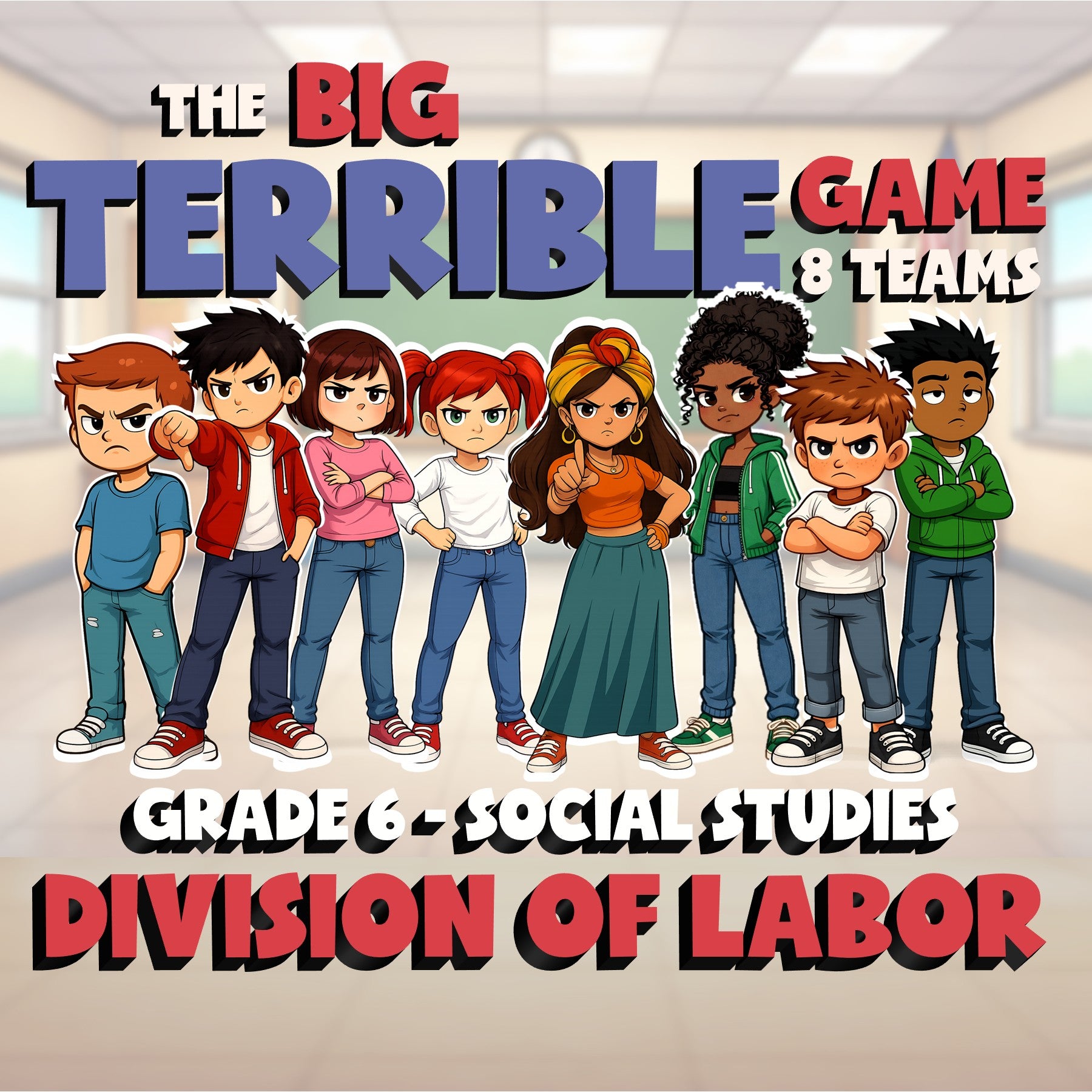 Division of Labor BIG TERRIBLE GAME - No Prep Grade 6 Socials Review Activity