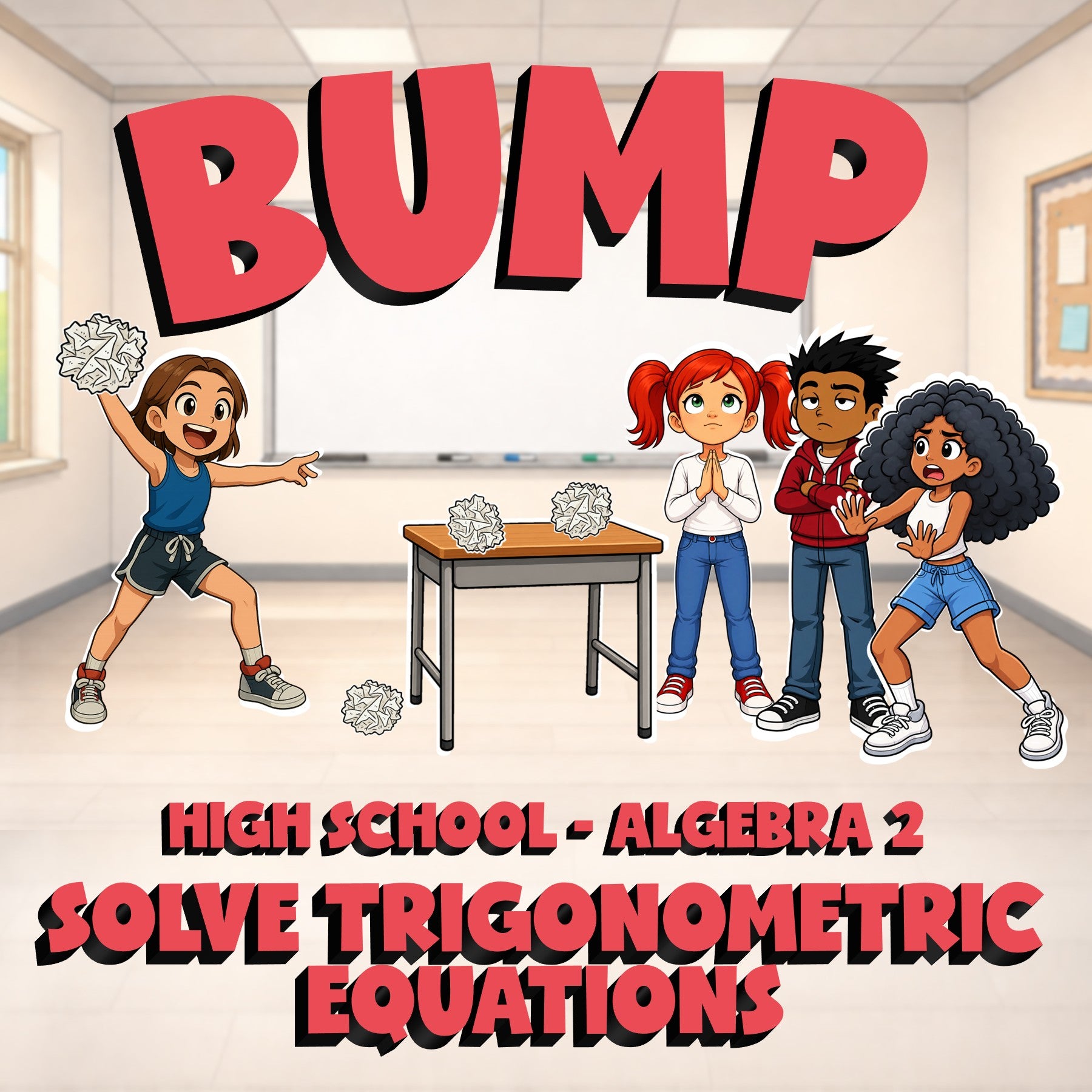 Solve Trigonometric Equations BUMP Math Game - No Prep Algebra 2 Review Activity
