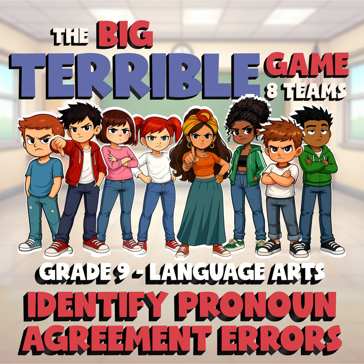 Identify Pronoun Agreement Errors BIG TERRIBLE GAME - No Prep Grade 9 ELA Review