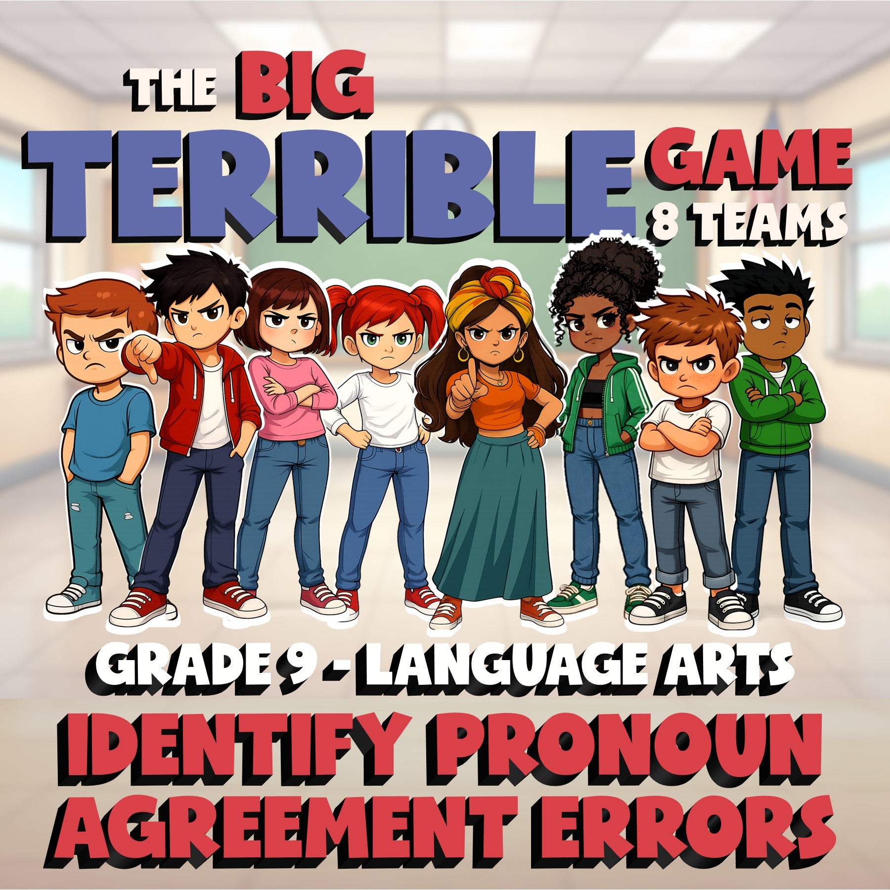 Identify Pronoun Agreement Errors BIG TERRIBLE GAME - No Prep Grade 9 ELA Review