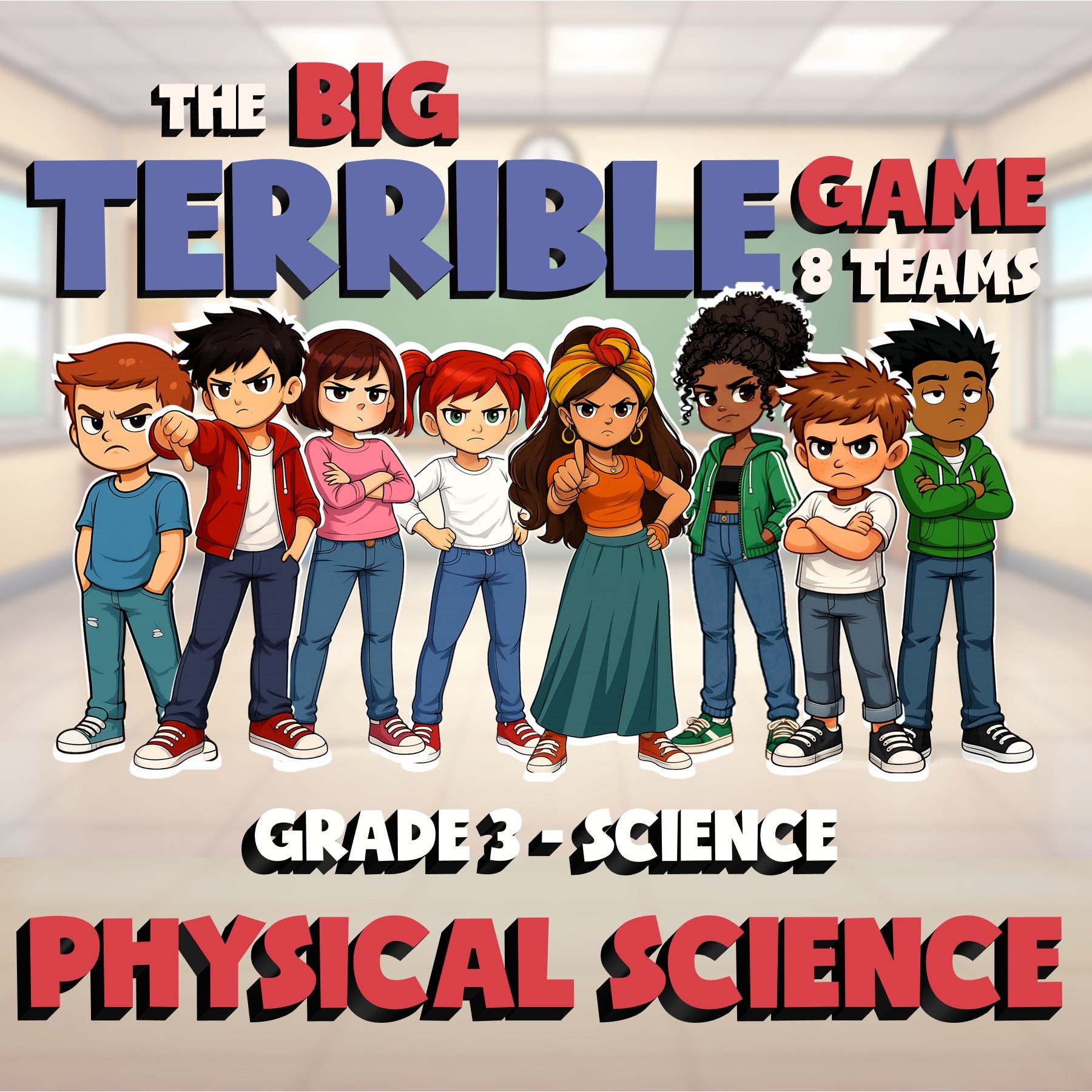 Physical Science BIG TERRIBLE GAME - No Prep Grade 3 Science Review Activity