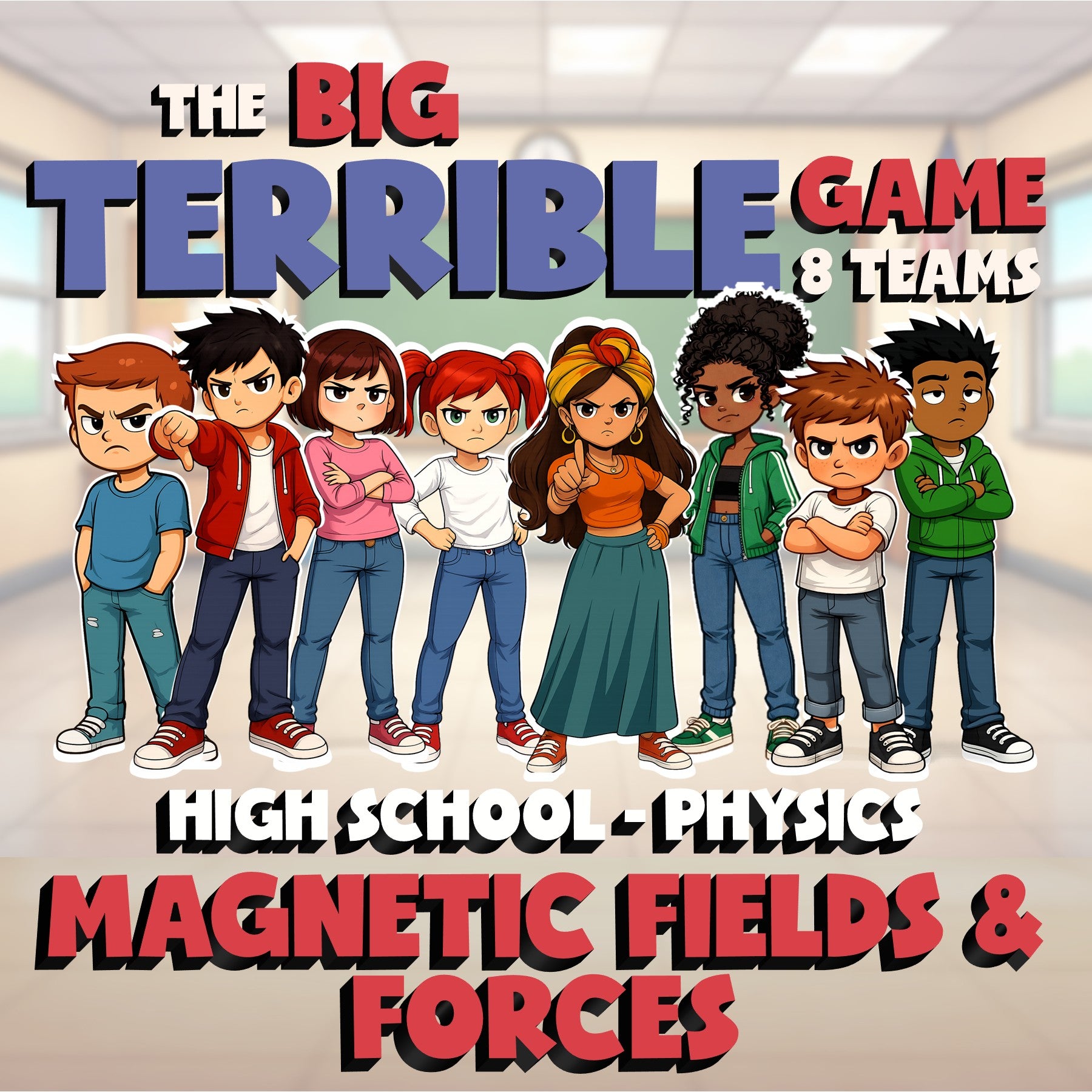 Magnetic Fields & Forces BIG TERRIBLE GAME - No Prep Physics Science Review
