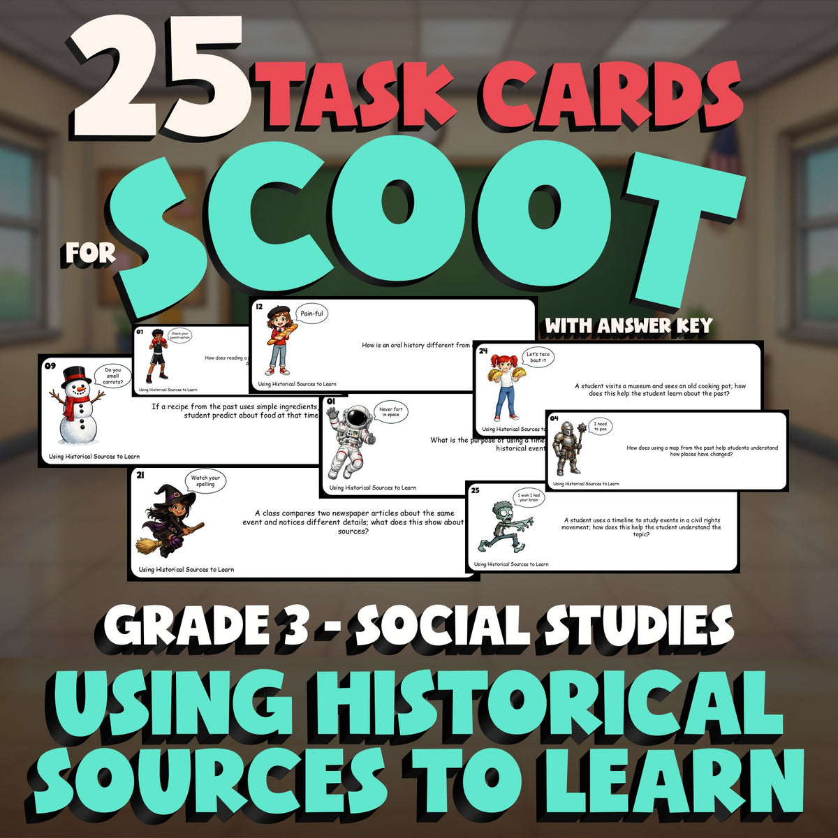 Using Historical Sources to Learn SCOOT TASK CARDS Socials Game - Grade 3