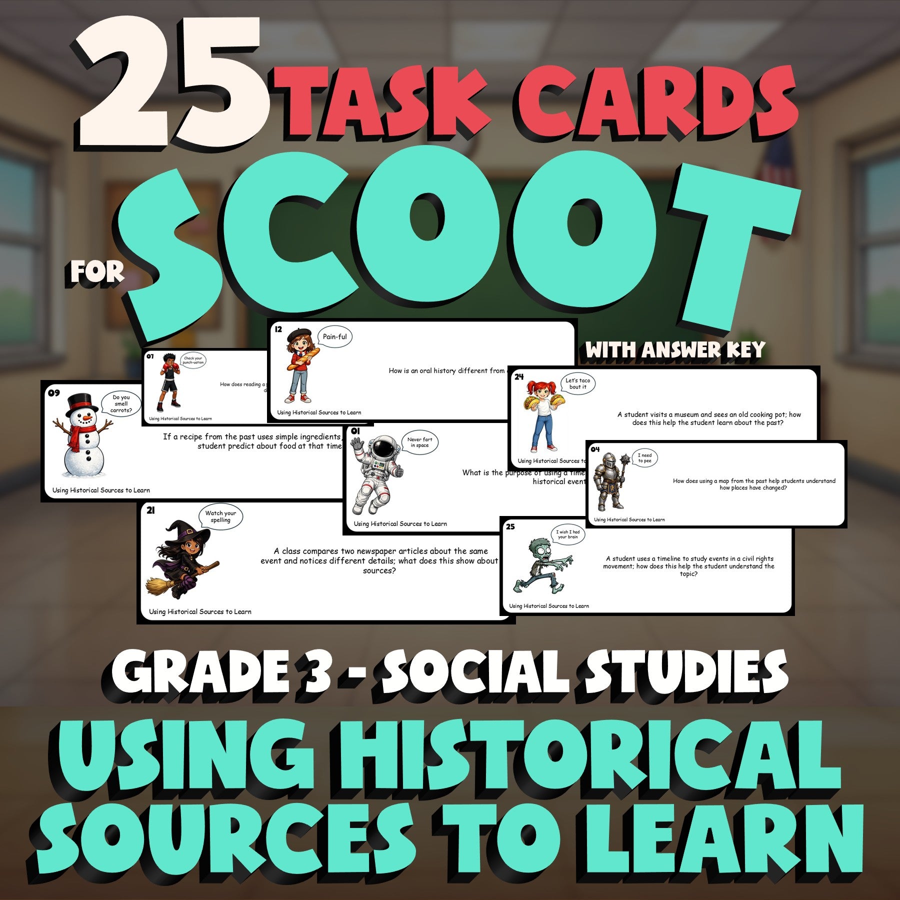 Using Historical Sources to Learn SCOOT TASK CARDS Socials Game - Grade 3
