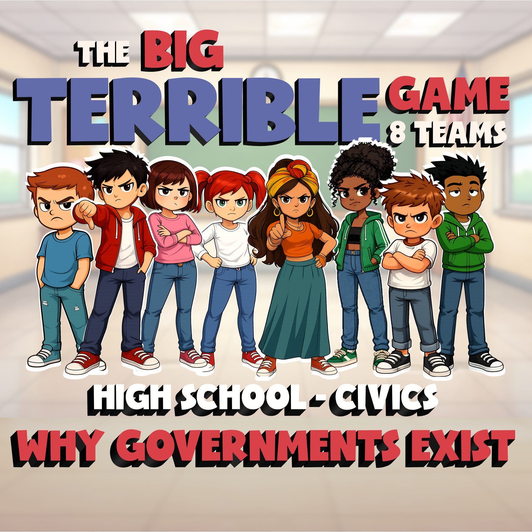 Why Governments Exist BIG TERRIBLE GAME - No Prep Civics Review Activity