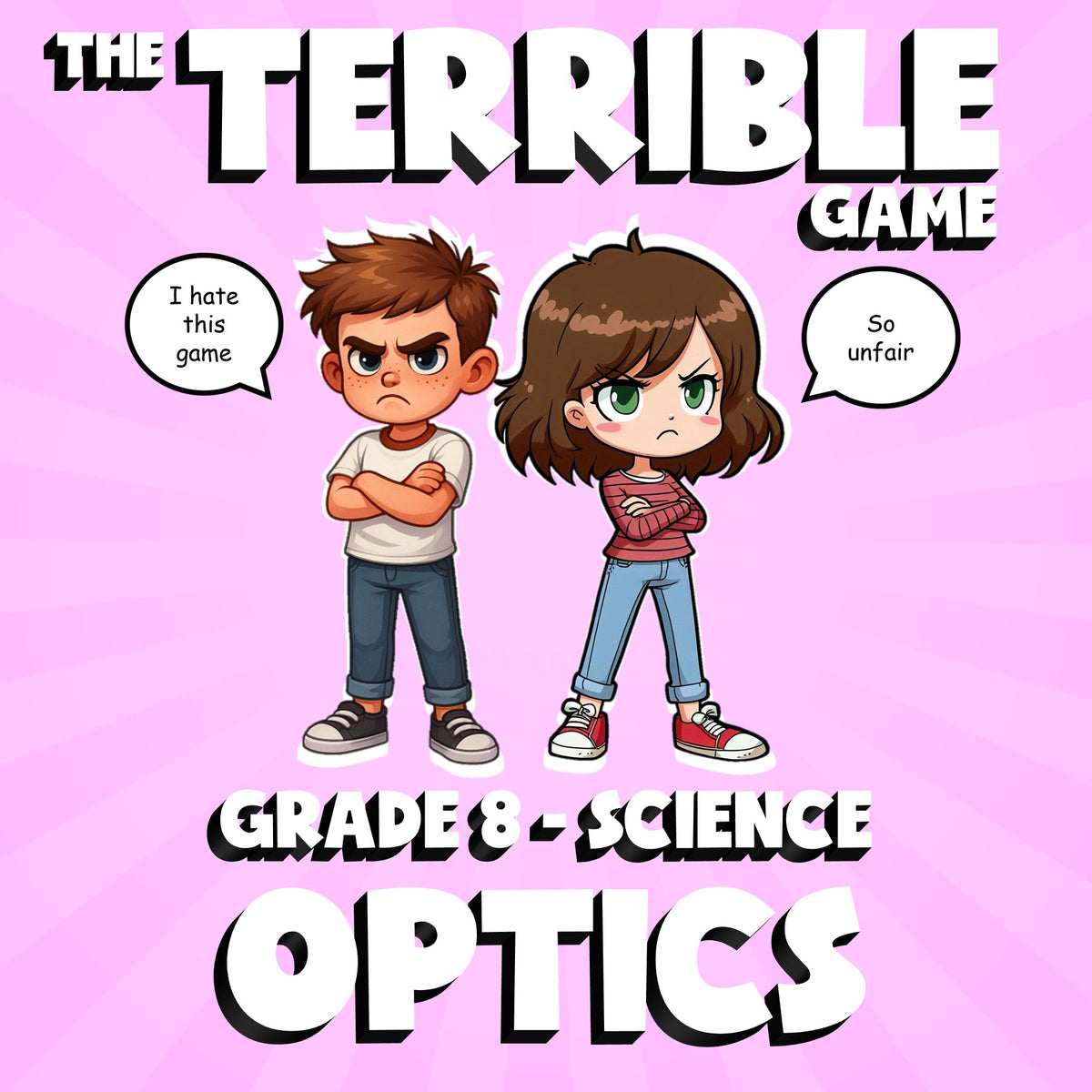 Optics THE TERRIBLE GAME - No Prep Grade 8 Science Review Activity