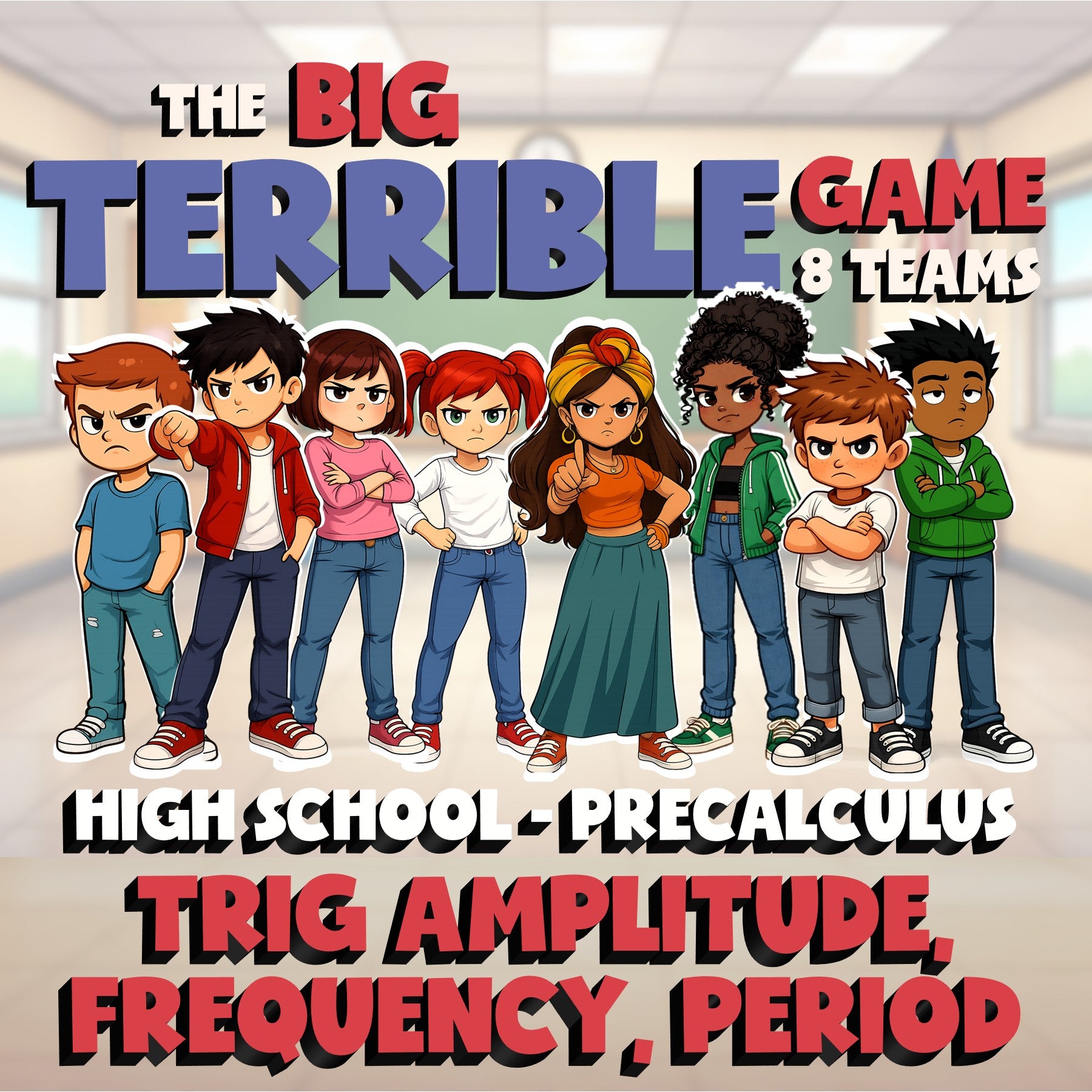 Trig Amplitude, Frequency, Period BIG TERRIBLE GAME - PreCalculus Math Review