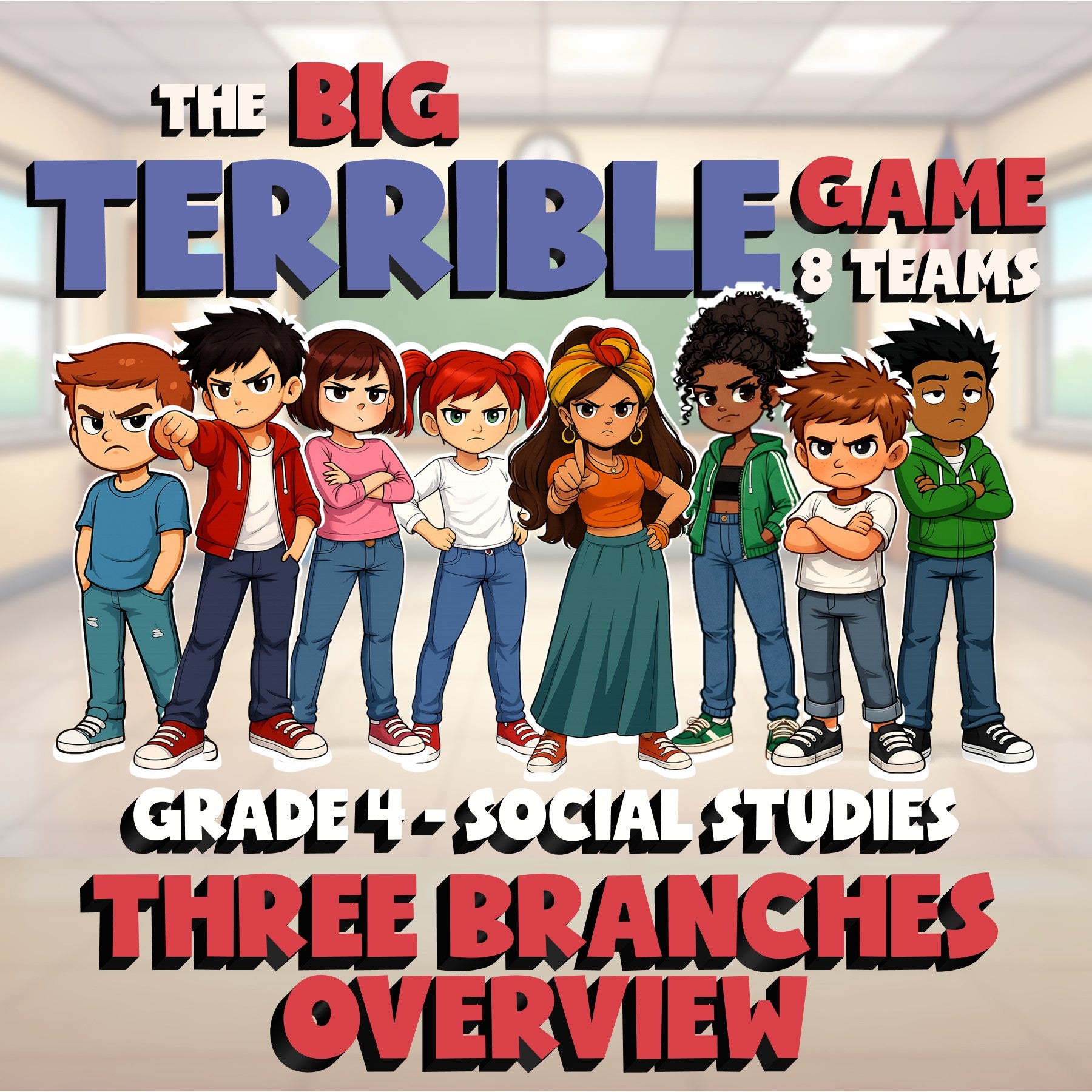 Three Branches Overview BIG TERRIBLE GAME - No Prep Grade 4 Socials Review
