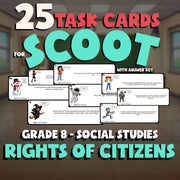 Rights of Citizens SCOOT TASK CARDS Socials Game - No Prep Grade 8 Review