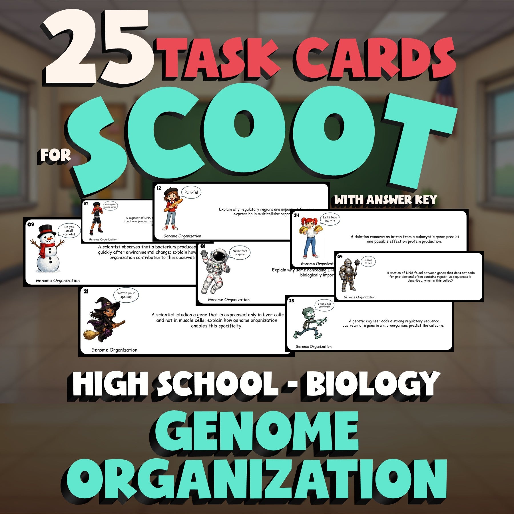 Genome Organization SCOOT TASK CARDS Science Game - No Prep Biology Review