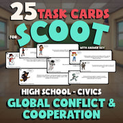 Global Conflict & Cooperation SCOOT TASK CARDS Civics Game - No Prep Review