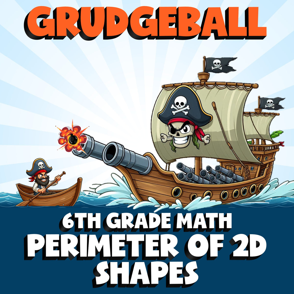 Perimeter of 2D Shapes GRUDGEBALL Math Game - No Prep Grade 6 Review Activity