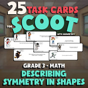 Describing Symmetry in Shapes SCOOT TASK CARDS Math Game - No Prep Grade 3