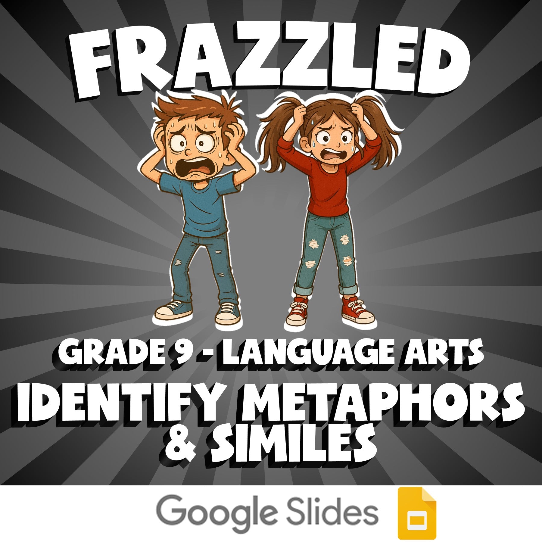 Identify Metaphors & Similes FRAZZLED ELA Game - No Prep Grade 9 Review Activity