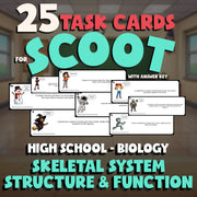 Skeletal System Structure & Function SCOOT TASK CARDS Science Game - Biology