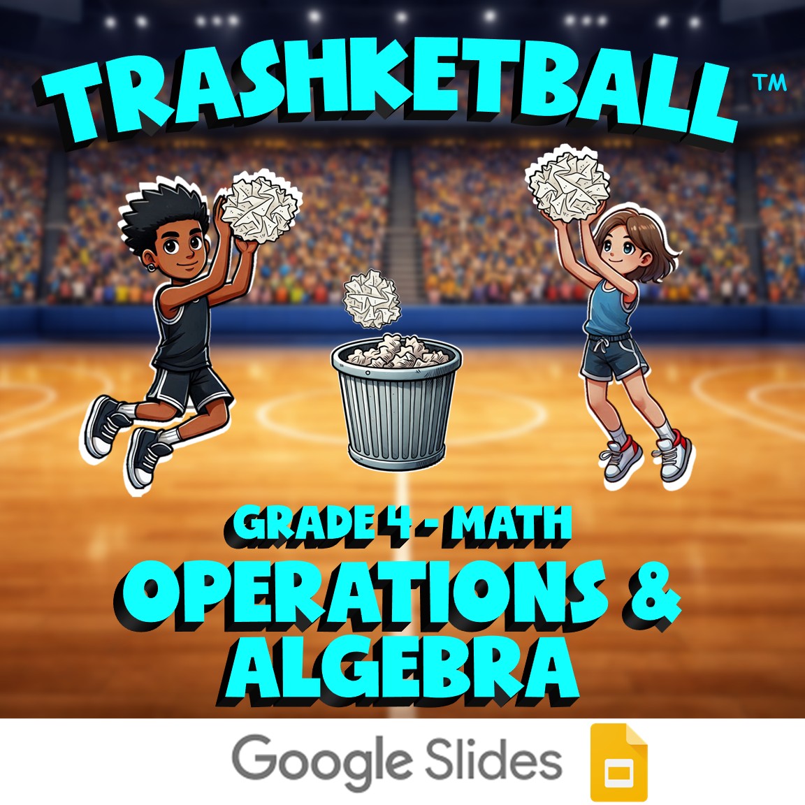 Operations & Algebra TRASHKETBALL Math Game - No Prep Grade 4 Review Activity