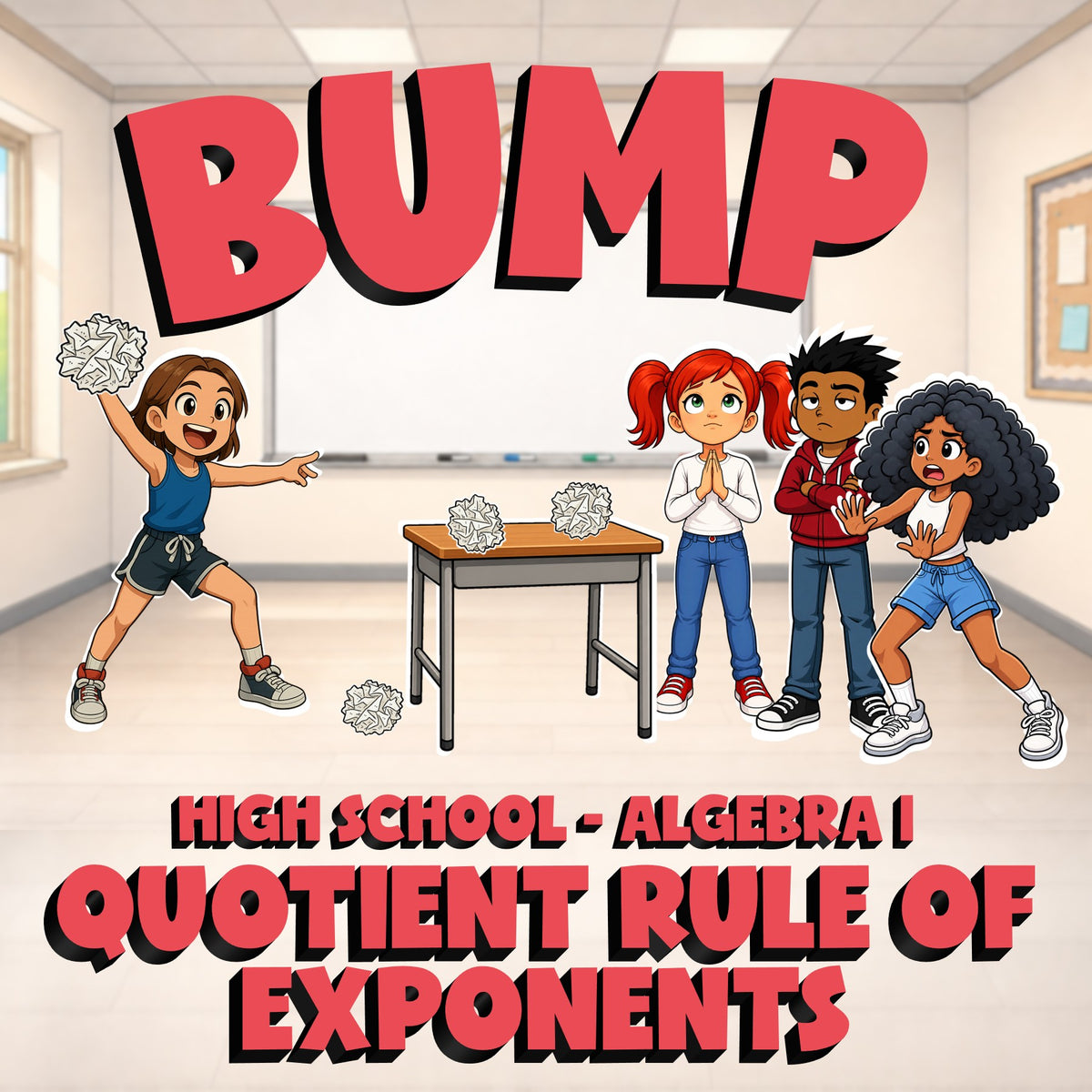 Quotient Rule of Exponents BUMP Math Game - No Prep Algebra 1 Review Activity