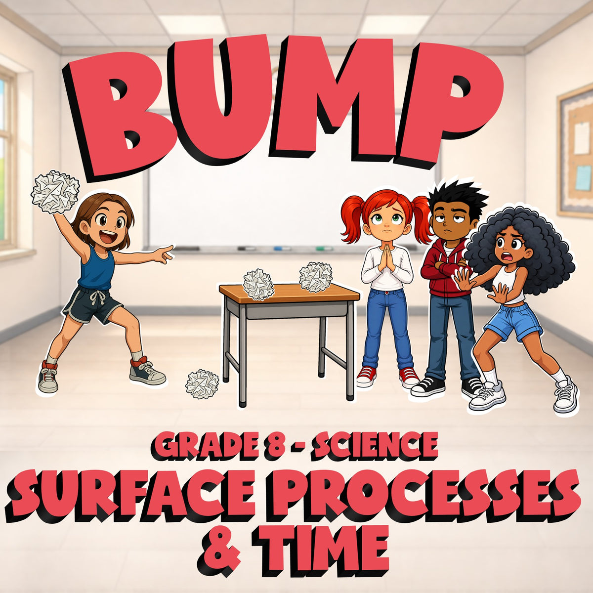 Surface Processes & Time BUMP Science Game - No Prep Grade 8 Review Activity