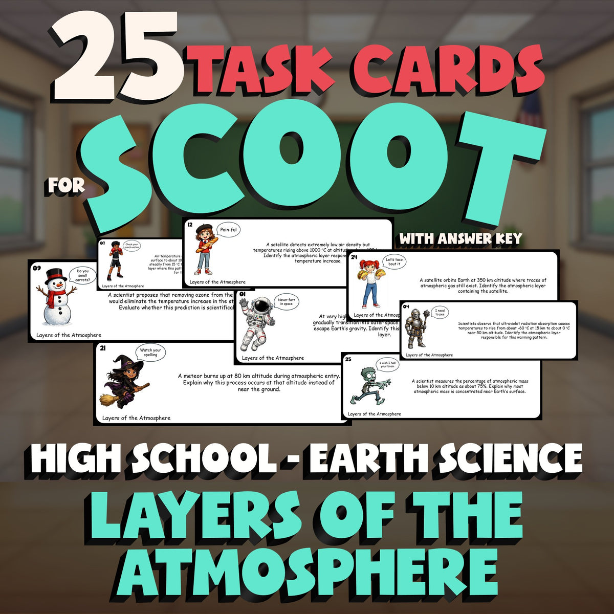 Layers of the Atmosphere SCOOT TASK CARDS Game - No Prep Earth Science Review