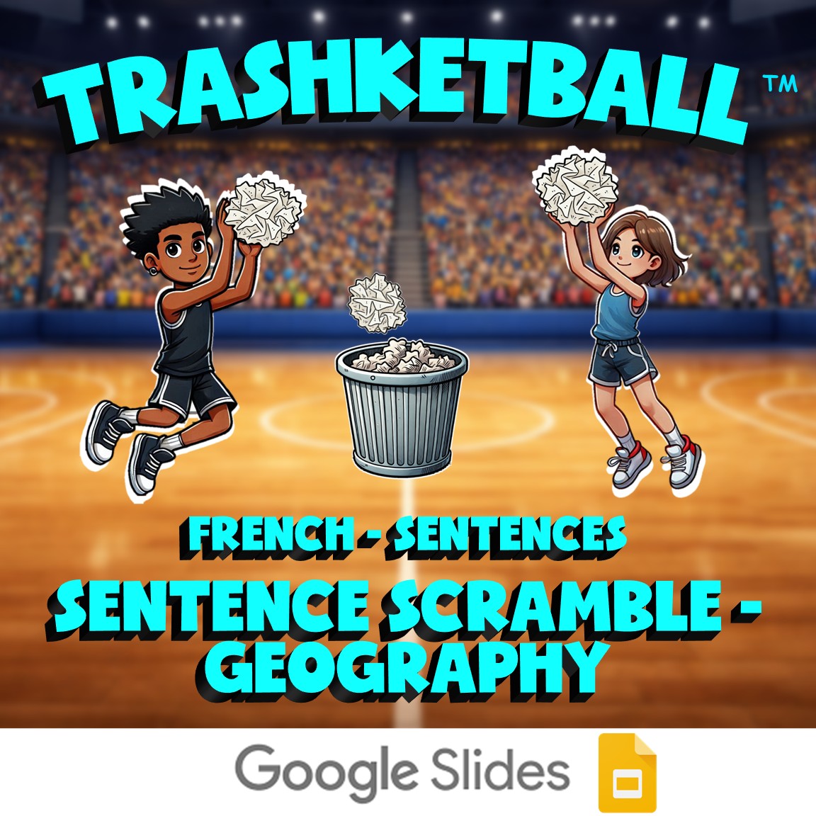 Sentence Scramble - Geography TRASHKETBALL French Game - No Prep Exercise
