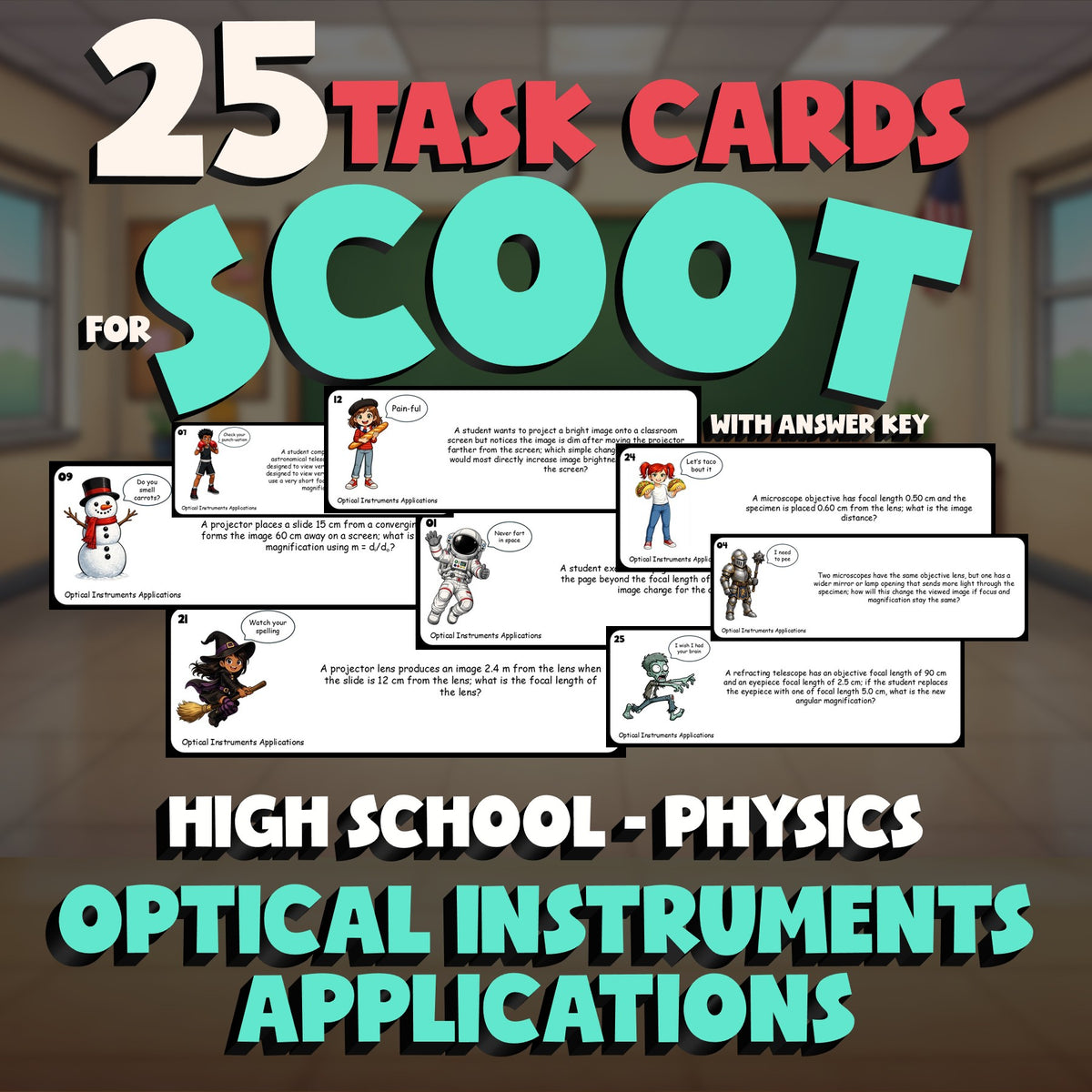 Optical Instruments Applications SCOOT TASK CARDS Science Game - No Prep Physics
