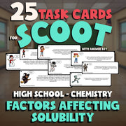 Factors Affecting Solubility SCOOT TASK CARDS Science Game - No Prep Chemistry