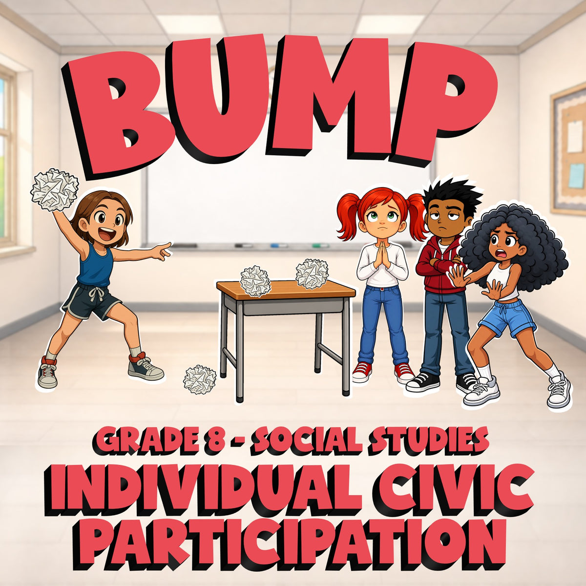 Individual Civic Participation BUMP Socials Game - No Prep Grade 8 Review