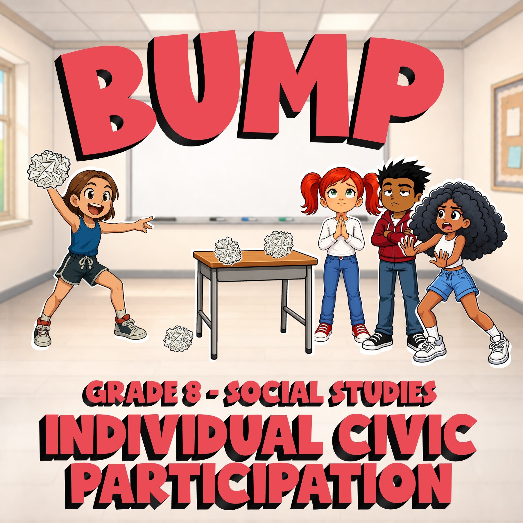 Individual Civic Participation BUMP Socials Game - No Prep Grade 8 Review