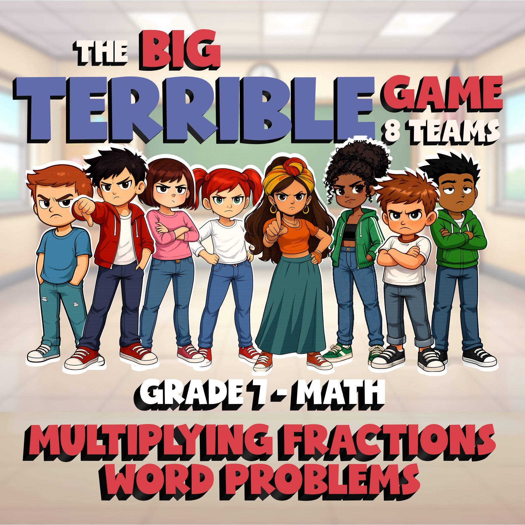 Multiplying Fractions Word Problems BIG TERRIBLE GAME - Grade 7 Math Review