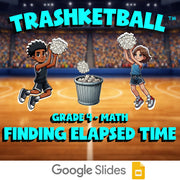 Finding Elapsed Time TRASHKETBALL Math Game - No Prep Grade 4 Review Activity