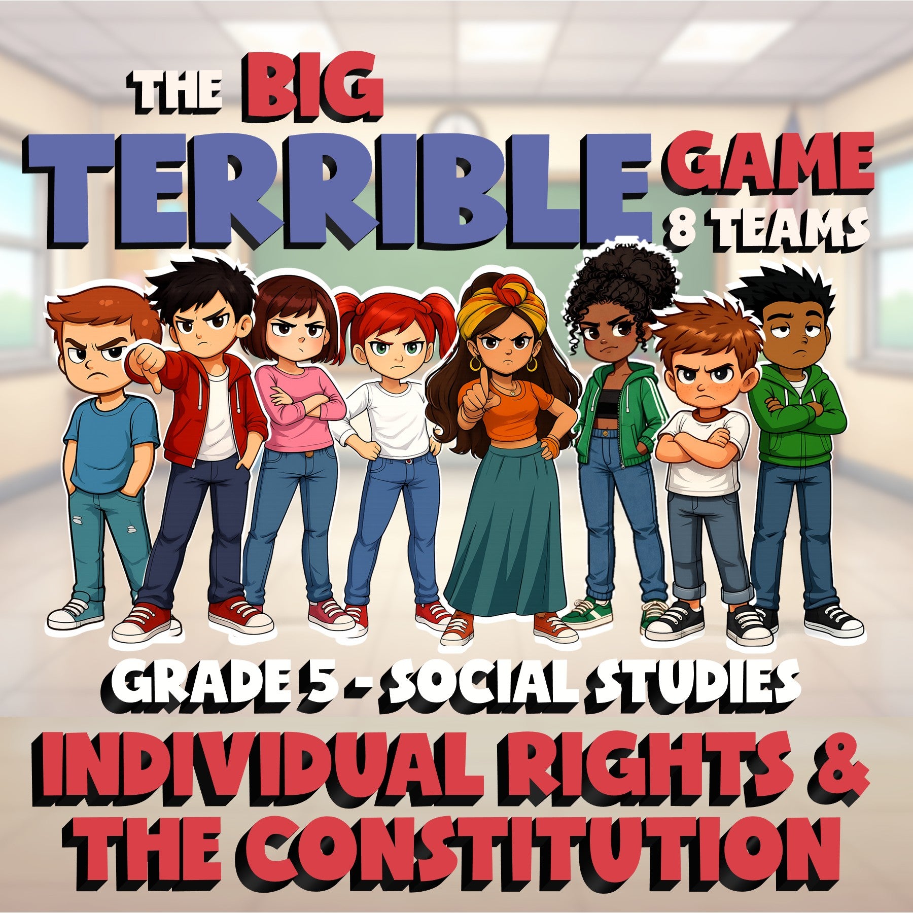 Individual Rights & the Constitution BIG TERRIBLE GAME - Grade 5 Socials Review
