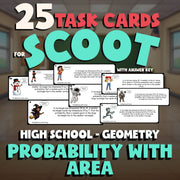 Probability with Area SCOOT TASK CARDS Math Game - No Prep Geometry Review