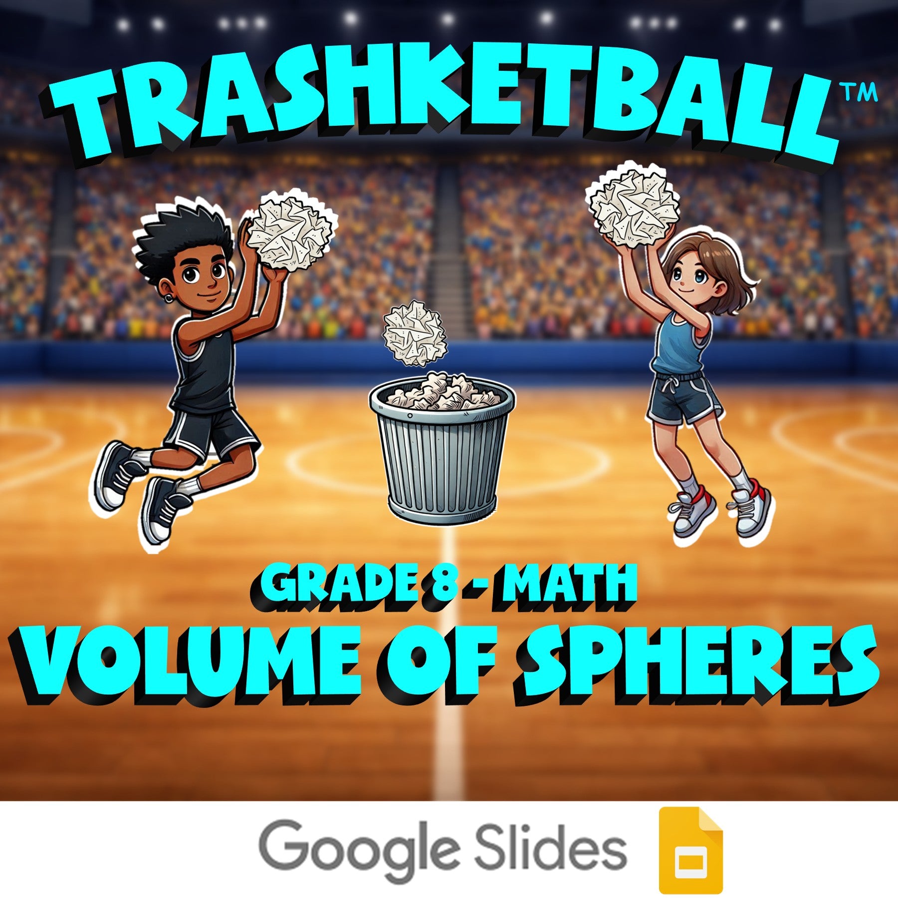 Volume of Spheres TRASHKETBALL Math Game - No Prep Grade 8 Review Activity