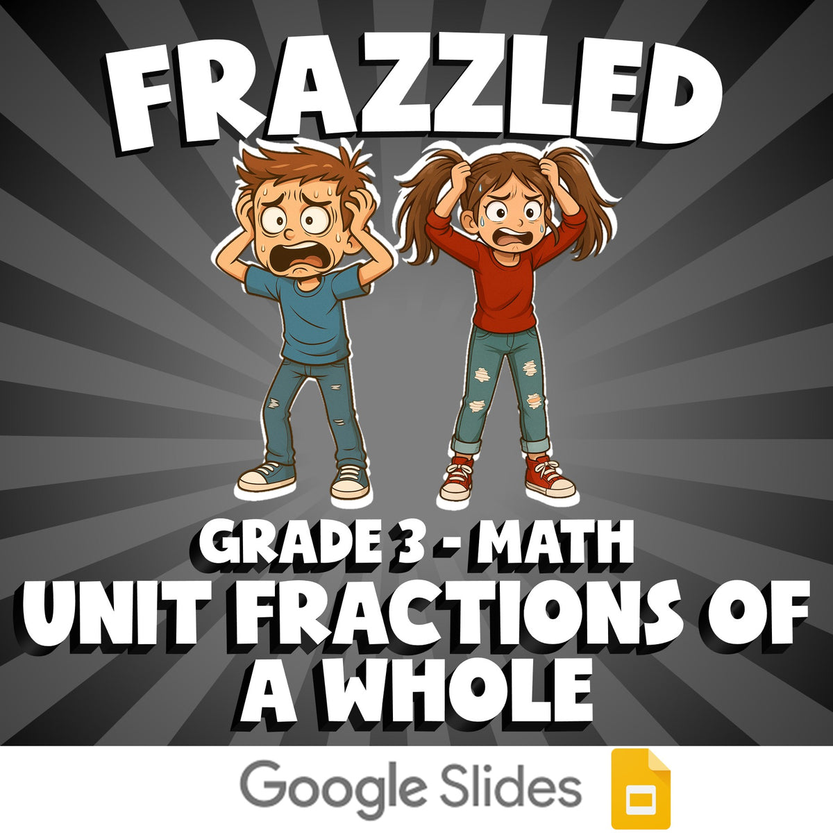 Unit Fractions of a Whole FRAZZLED Math Game - No Prep Grade 3 Review Activity